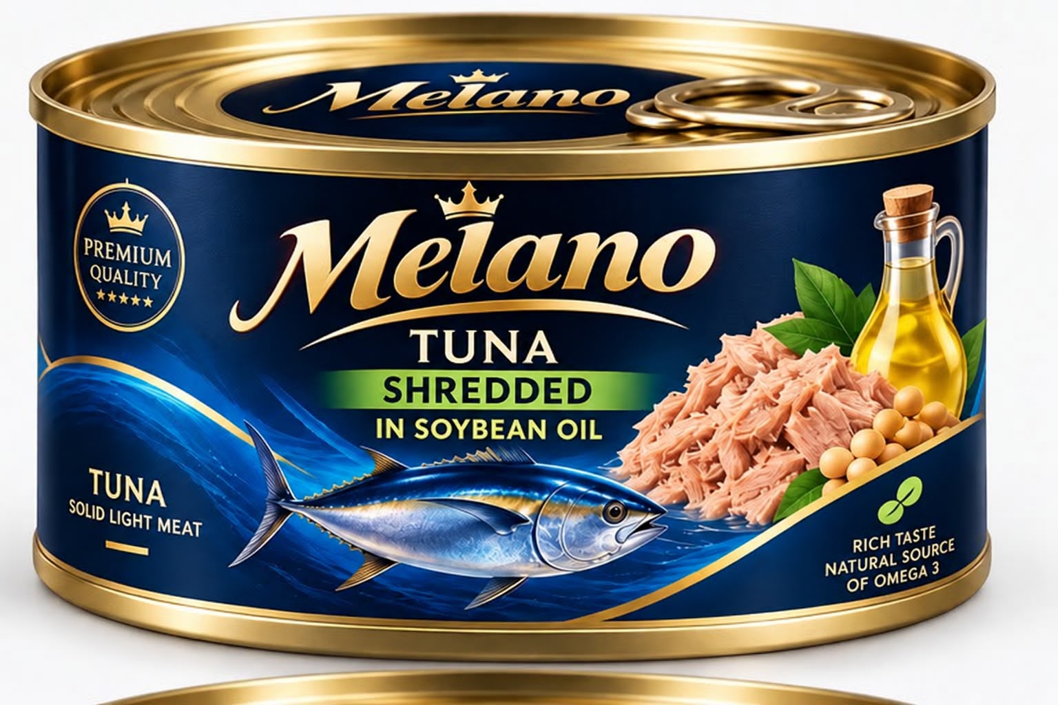 Melano shredded tuna in soybean oil
